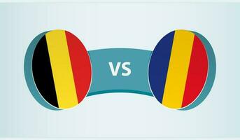 Bélgica versus Rumania, equipo Deportes competencia concepto. vector