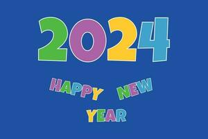 Vector playful Happy New Year 2024 greeting card. Colorful font.