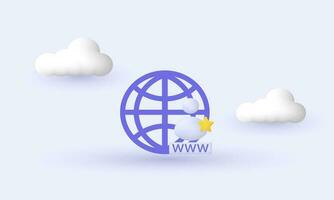 3d realistic globe hyperlink search www illustration trendy icon modern style object symbols illustration isolated on background vector