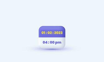 3d realistic vector clock date pm illustration trendy icon modern style object symbols illustration isolated on background