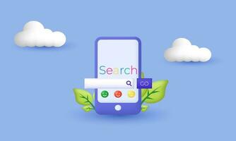 3d realistic phone search illustration trendy icon modern style object symbols isolated on background vector