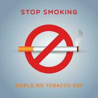 Stop smoking, world no tobacco day with cigarette and forbidden sign awareness social media post design template vector
