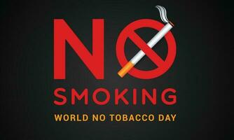 No smoking, world no tobacco day with cigarette and forbidden sign awareness post banner design template vector