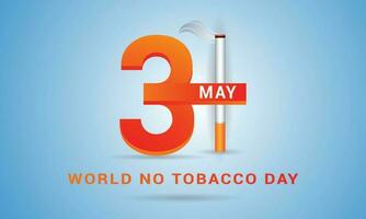 31 mayo, mundo No tabaco día con cigarrillo conciencia enviar bandera diseño modelo vector