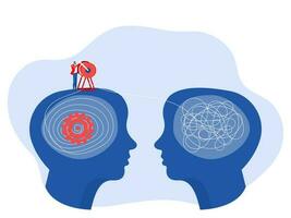 Conception order versus confusion,The opposite mindset chaos in the head and chaos in the head Vector illustration