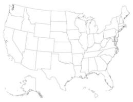 USA map with states, United States of America map. Isolated map of USA. vector