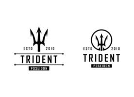 tridente Neptuno Dios Poseidón tritón Rey shiva lanza etiqueta logo diseño. vector