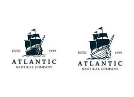 Vintage Retro Sailing Ship Logo Design vector