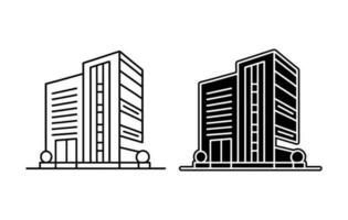 Building icon vector outline, Building vector illustration, Building logo line art