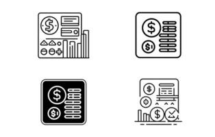 Finance vector icons set, business icon outline bundle, Icons for business collection