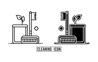 limpieza iconos, limpieza icono contorno vector, limpieza herramientas, limpieza arte lineal icono vector