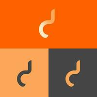 letter d logo, monogram style orange - white gradient color vector