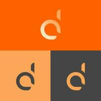 letter d logo, monogram style orange - white gradient color vector