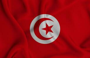 Realistic waving flag of Tunisia, 3d illustration photo