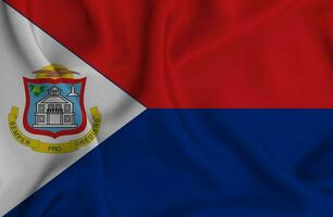 Realistic waving flag of Sint Maarten, 3d illustration photo