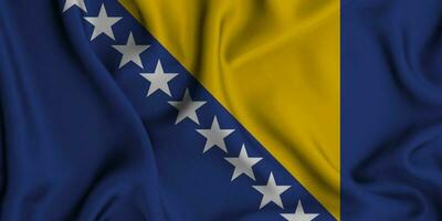 Realistic waving flag of Bosnia and Herzegovina, 3d illustration photo