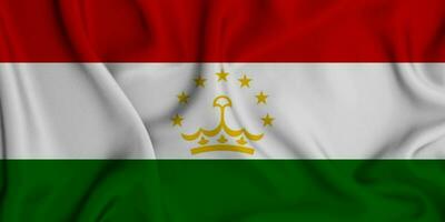 Realistic waving flag of Tajikistan, 3d illustration photo
