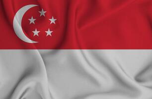 Realistic waving flag of Singapore, 3d illustration photo