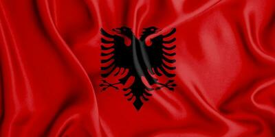 Realistic waving flag of Albania, 3d illustration photo