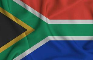 Realistic waving flag of South Africa, 3d illustration photo