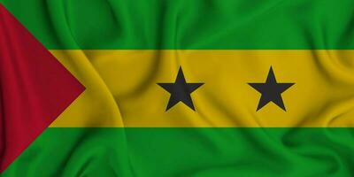 Realistic waving flag of Sao Tome and Principe, 3d illustration photo