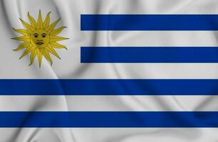 Realistic waving flag of Uruguay, 3d illustration photo