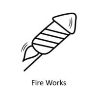 Fire Works vector Outline Icon Design illustration. Christmas Symbol on White background EPS 10 File