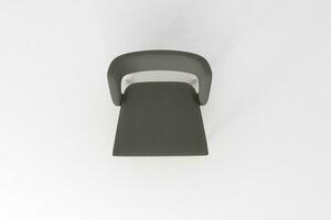 parte superior vista, moderno silla, mínimo concepto, estudio Disparo de elegante silla aislado en blanco antecedentes 3d representación foto