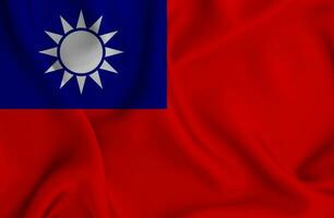 Realistic waving flag of Taiwan, 3d illustration photo