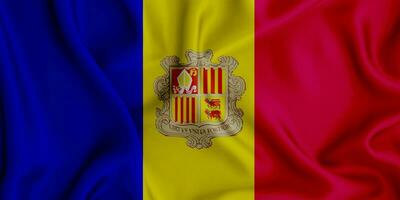 Realistic waving flag of Andorra, 3d illustration photo