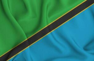 Realistic waving flag of Tanzania, 3d illustration photo