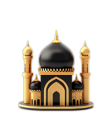 Black and gold Mosque 3D Illustration. png