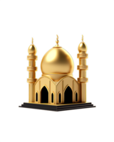 hermosa oro mezquita 3d ilustración. ai generado png