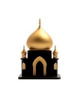 noir et or mosquée 3d illustration. ai généré png