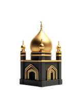 schwarz und Gold Moschee 3d Illustration. ai generiert png