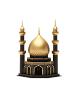 schwarz und Gold Moschee 3d Illustration. ai generiert png