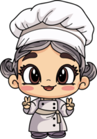 Happy chef male character illustration in doodle style png