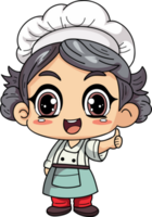 Happy chef male character illustration in doodle style png