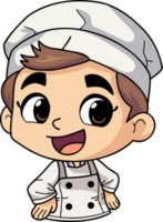 Happy chef male character illustration in doodle style png