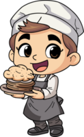 content chef homme en portant nourriture illustration dans griffonnage style png