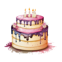 cute Birthday cake with candles . png