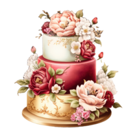 mignonne mariage gâteau . ai généré png