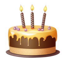 mignonne anniversaire gâteau avec bougies . ai généré png