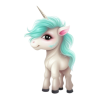 linda pequeño unicornio . ai generado png