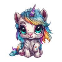 unicorno, arcobaleno, pastello . ai generato png