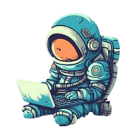 Astronaut using a laptop . png