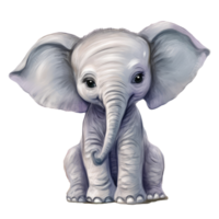 mignonne bébé l'éléphant souriant. ai généré png