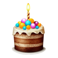 mignonne anniversaire gâteau avec bougies . ai généré png