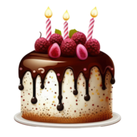 schattig verjaardag taart met kaarsen . ai gegenereerd png