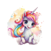 linda unicornio poni . ai generado png